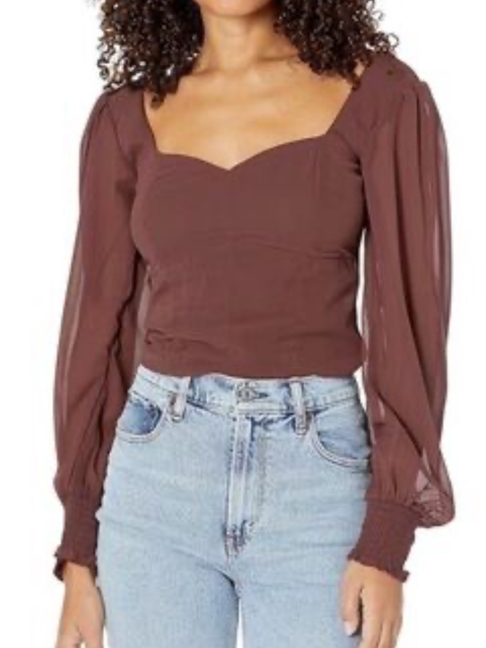 Abercrombie & Fitch Brown Sweetheart Neck Blouse